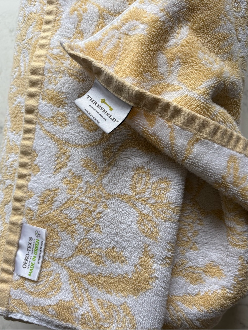 Threshold Yellow and White Floral Bath Towels - 3 Piece Set
